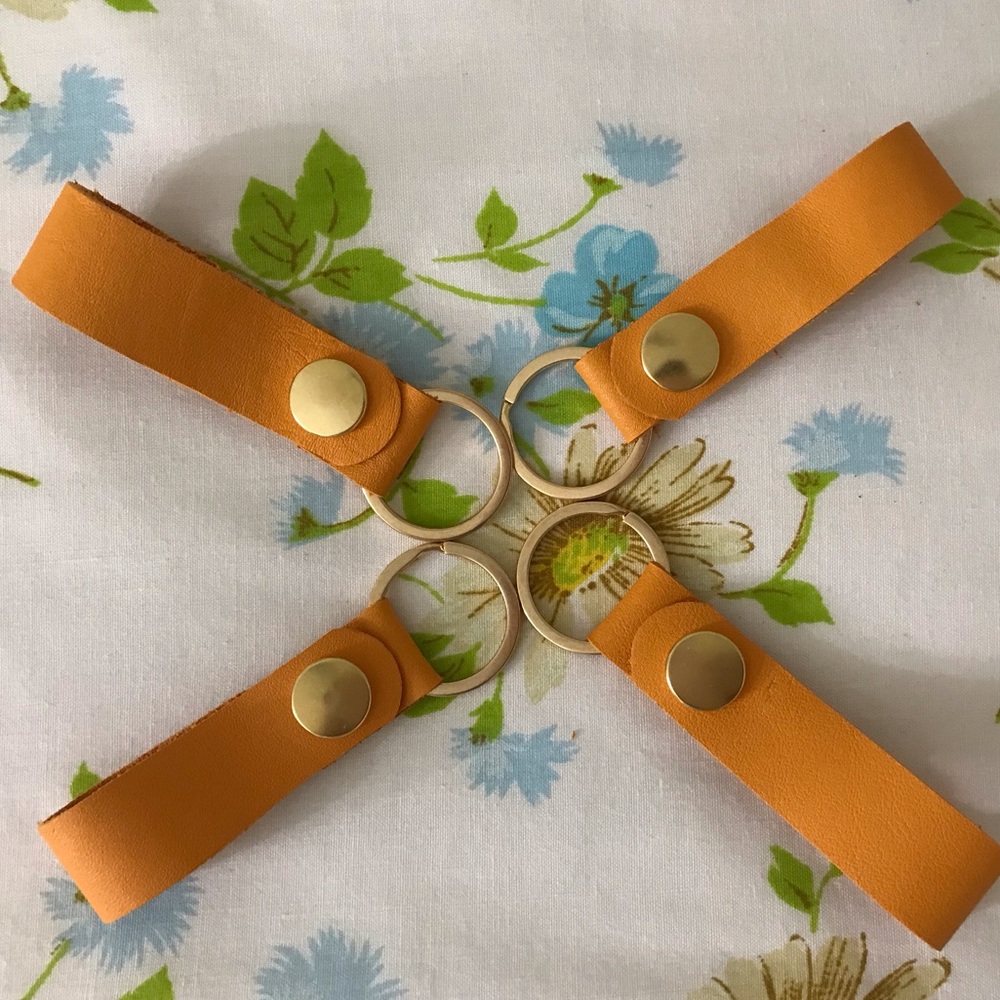 Hand Crafted Orange Gold Key Card Holder